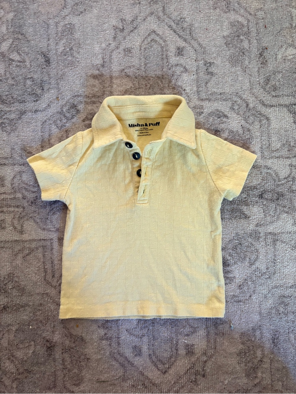 Misha And Puff Pale Yellow Textured Polo 12/18